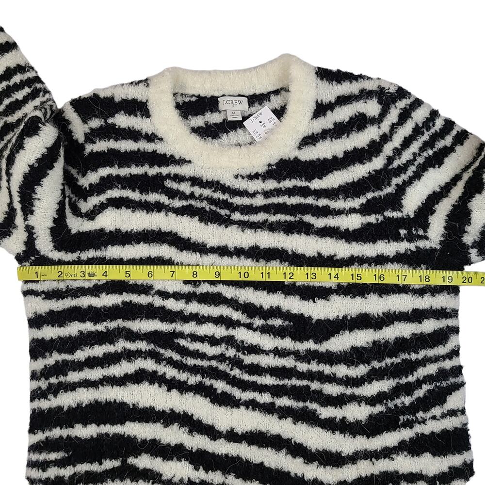 J. Crew Factory Boucle Sweater Zebra Striped Black White Medium - Picture 3 of 5